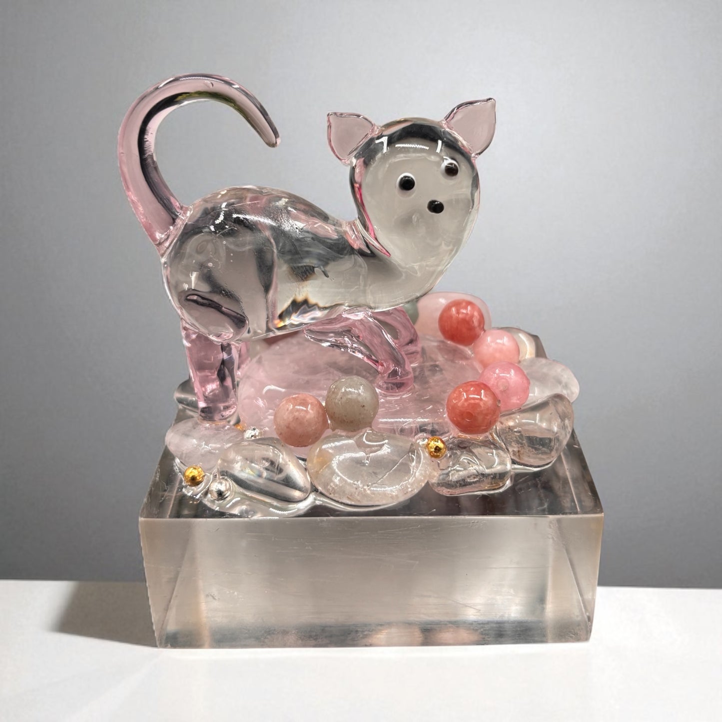 Adorno de Cristal con Cuarzo Rosa