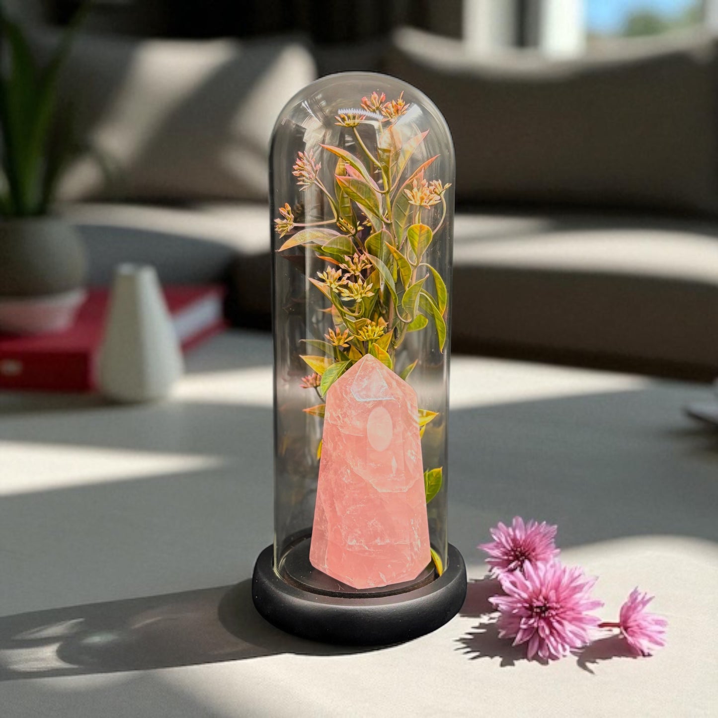 Adorno con Punta de Cuarzo Rosa