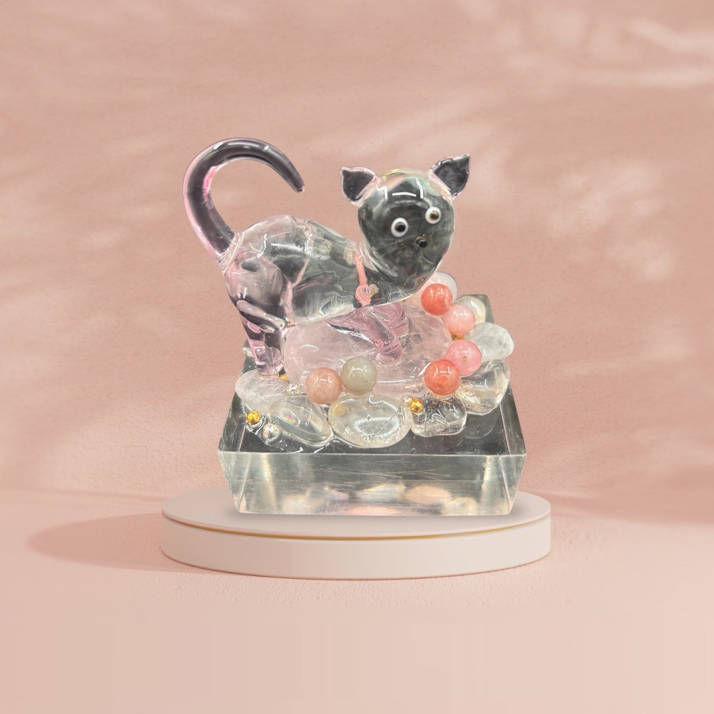Adorno de Cristal con Cuarzo Rosa