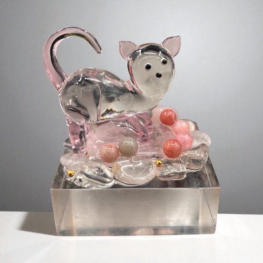 Adorno de Cristal con Cuarzo Rosa